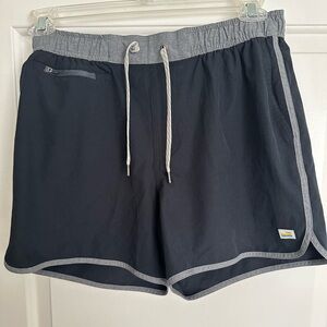 Vuori Navy Blue Athletic Shorts with Gray Trim